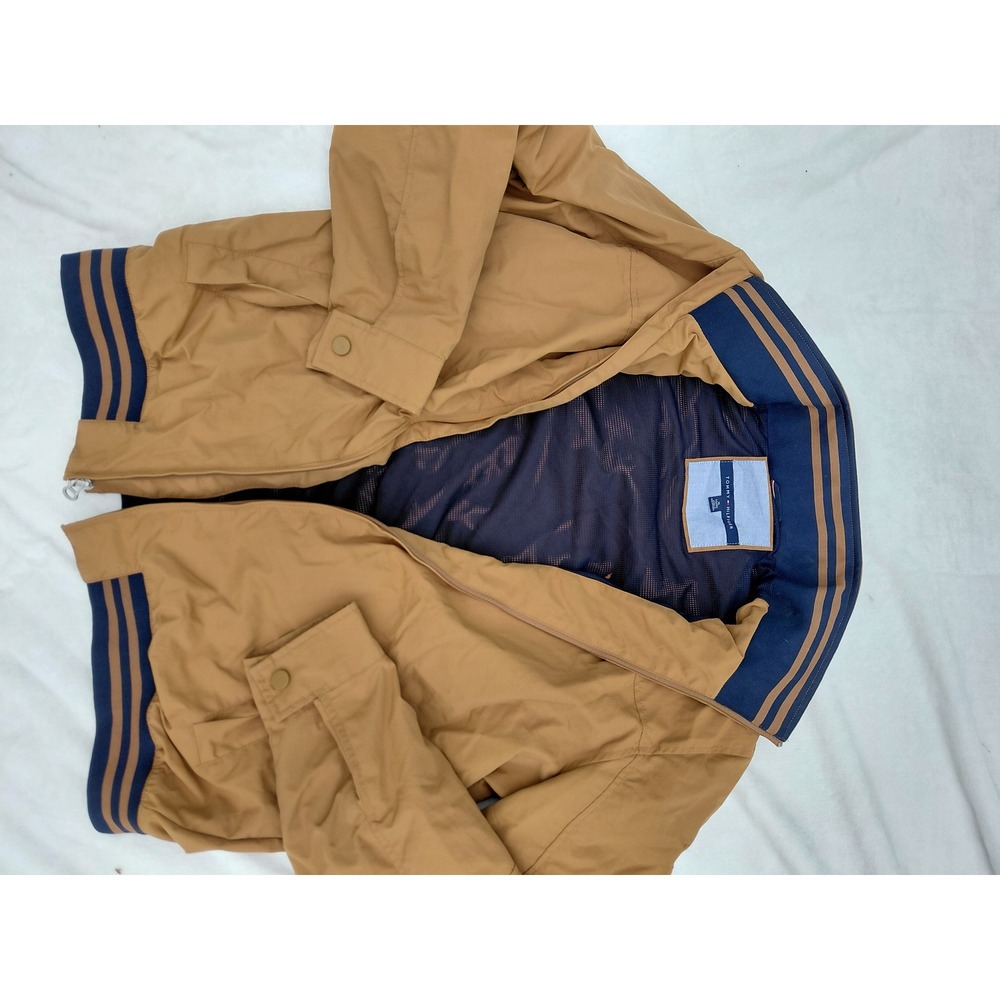 Tommy Hilfiger Mens XL Tan Yacht Jacket Mesh Lined Full Zip Windbreaker Bomber